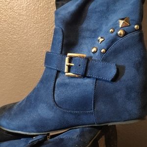 Royal blue knee high boots